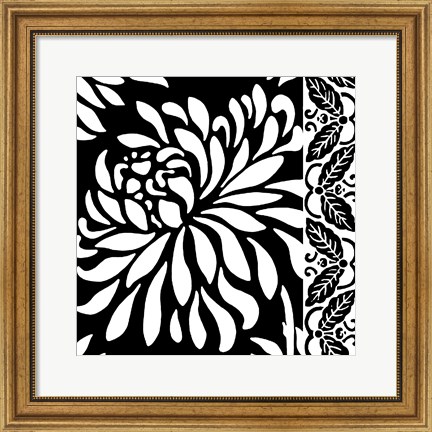 Framed Graphic Chrysanthemums I Print