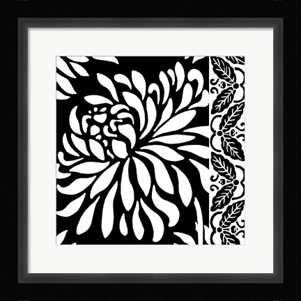Framed Graphic Chrysanthemums I Print