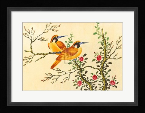 Framed Yellow Birds on Branch Print