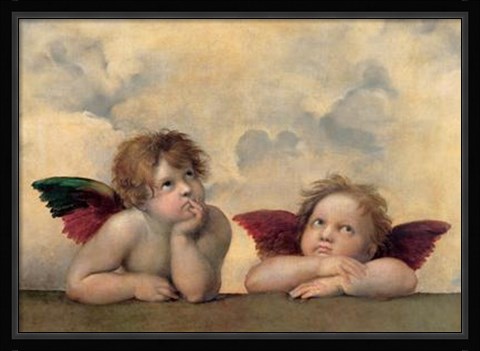 Framed Cherubim Putti Angels of The Sistine Madonna, c.1514 Print