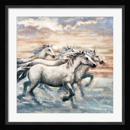 Framed Running Horses II Print