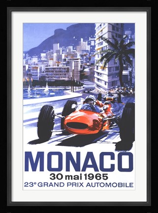 Framed Grand Prix Monaco 30 Mai 1965 Print
