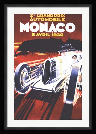 Framed Grand Prix De Monaco 1930 Print