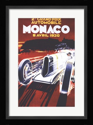 Framed Grand Prix De Monaco 1930 Print