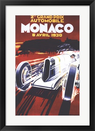 Framed Grand Prix De Monaco 1930 Print