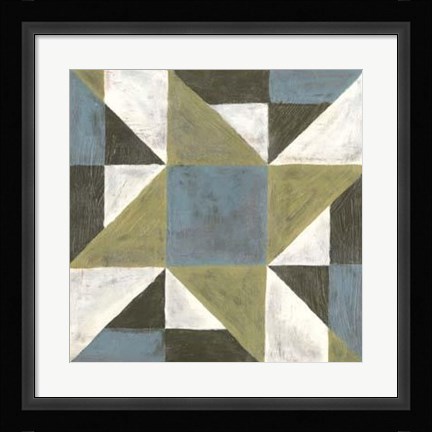Framed Patchwork Tile I Print