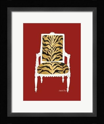 Framed Tiger Chair On Red Print