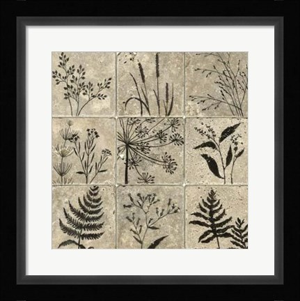 Framed Stone Tile Silhouette II Print