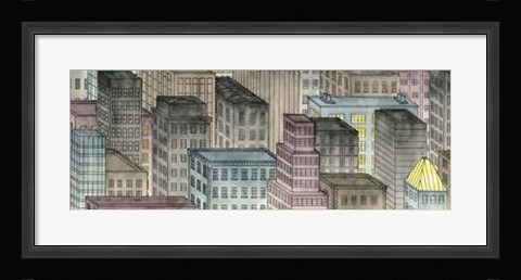 Framed City By Night I Print