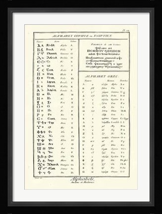 Framed Alphabets Egiptien Print
