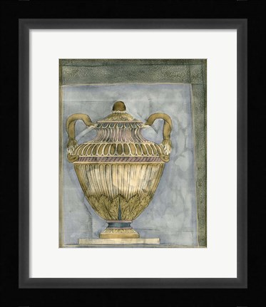 Framed Small Urn And Damask III Print