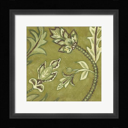 Framed Medium Pistachio Paisley I Print