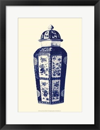 Framed Manor Porcelain In Blue III Print