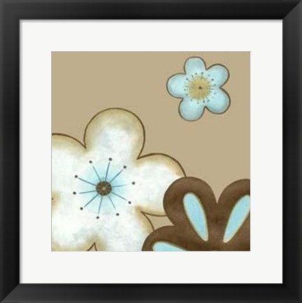 Framed Small Pop Blossoms In Blue I Print