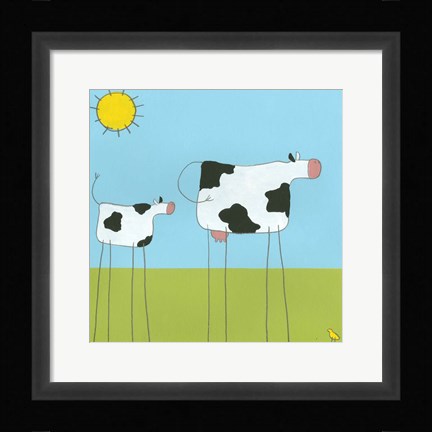 Framed Stick-Leg Cow I Print