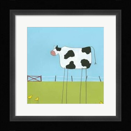 Framed Stick-Leg Cow II Print