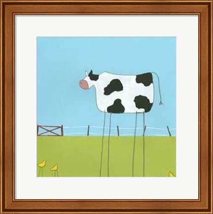 Framed Stick-Leg Cow II Print