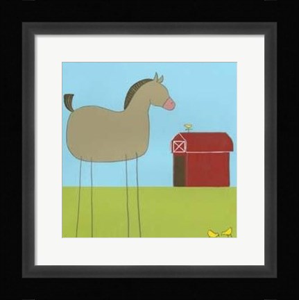 Framed Stick-Leg Horse I Print