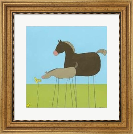 Framed Stick-Leg Horse II Print