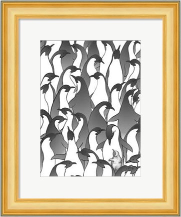 Framed Penguin Family I Print