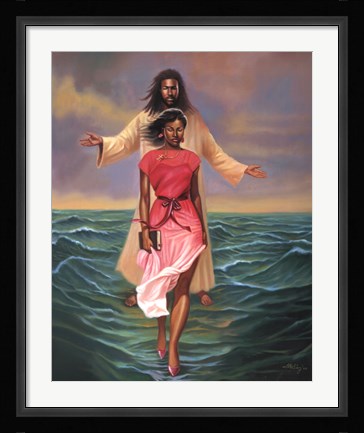 Framed He Walks With Me Print