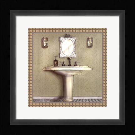 Framed Bathroom In Green III Print