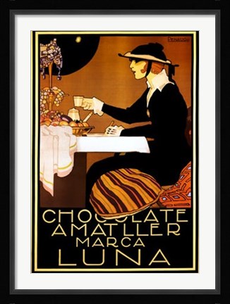 Framed Chocolate Amatller Marca Luna Print