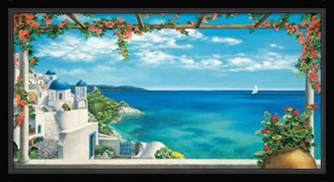 Framed Village in Greece Print