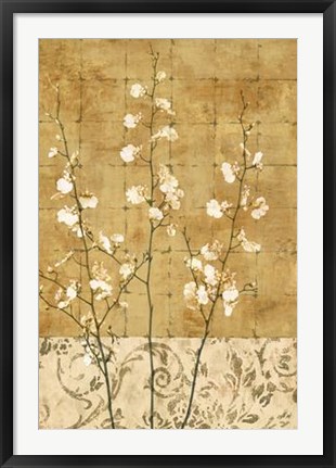Framed Blossoms In Gold II Print
