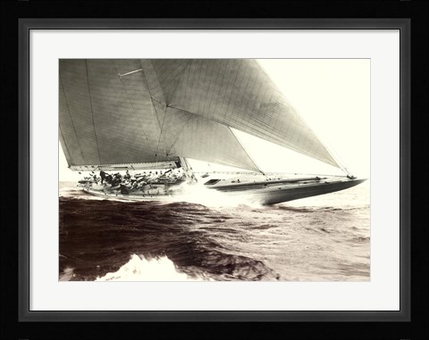 Framed Mariner's Museum - Rainbow's Finish 1934 Vintage Maritime Print
