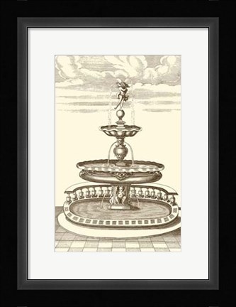 Framed Courtyard Fountain I Print