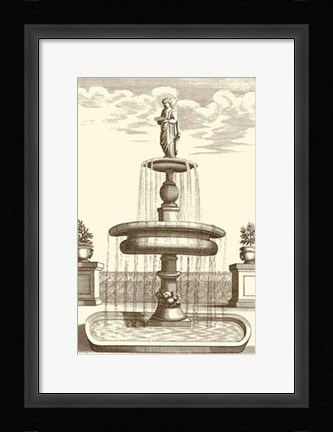 Framed Courtyard Fountain II Print