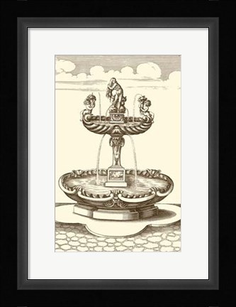 Framed Courtyard Fountain III Print