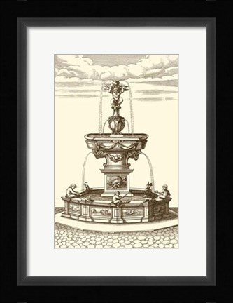 Framed Courtyard Fountain IV Print