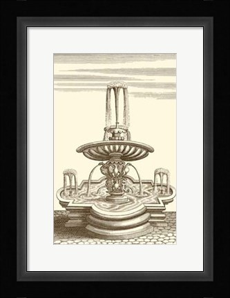 Framed Courtyard Fountain V Print