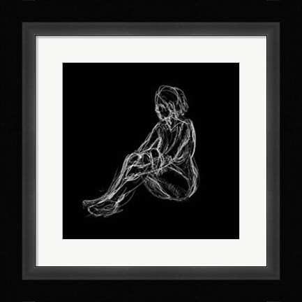Framed Figure Study on Black I Print