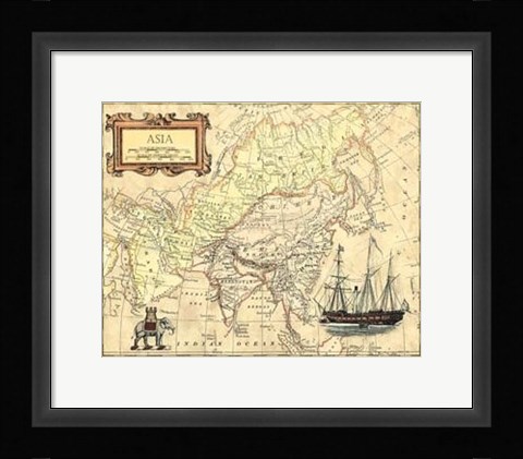 Framed Asia Map Print