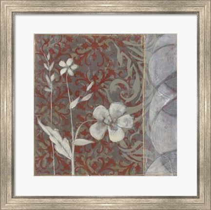 Framed Taupe and Cinnabar Tapestry I Print
