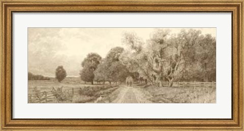 Framed Country Road Sepia Print