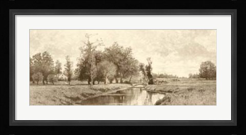 Framed Meadow Brook Sepia Print