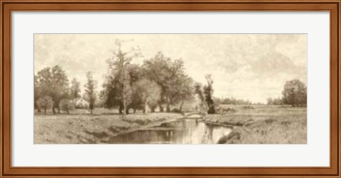 Framed Meadow Brook Sepia Print