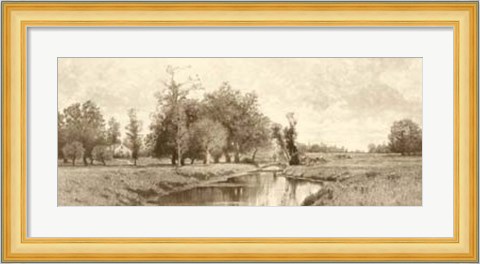 Framed Meadow Brook Sepia Print