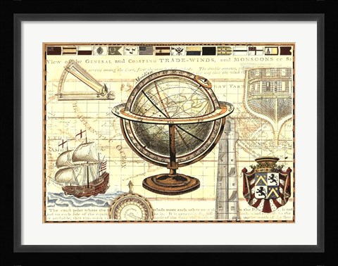 Framed Nautical Map II Print
