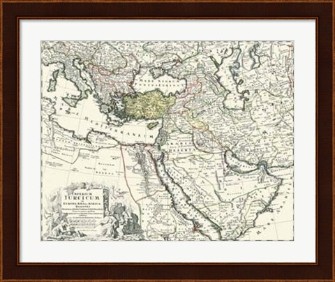Framed Map of Europe, Asia and Africa Print