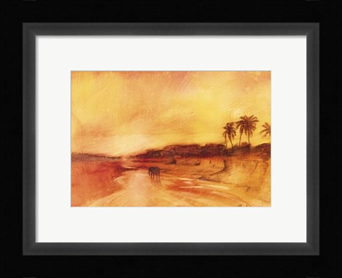 Framed Elephants At Turkwell River Print