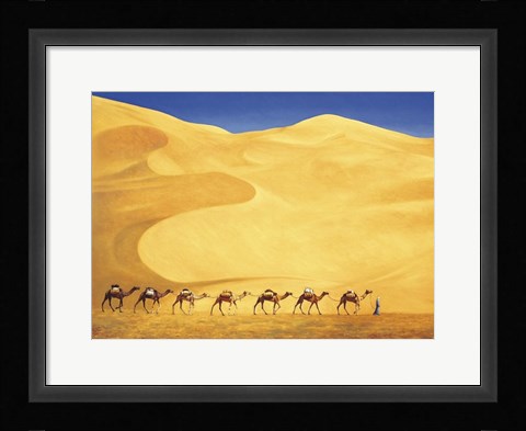 Framed Tuareg Camel Train Print