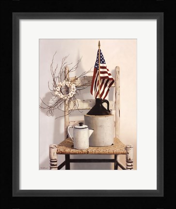 Framed Chair With Jug and Flag Print