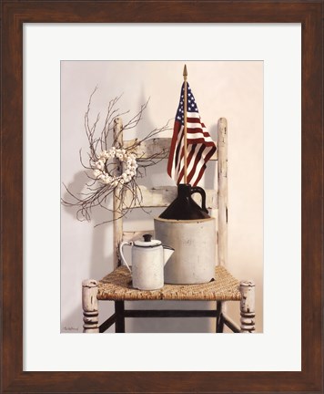 Framed Chair With Jug and Flag Print