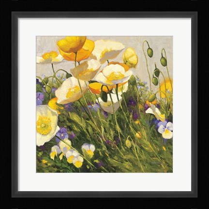 Framed Poppies and Pansies I Print