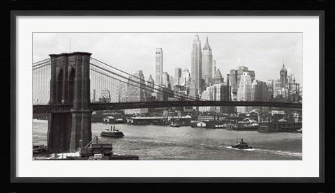 Framed Lower Manhattan &amp; the Brooklyn Bridge, 1937 Print
